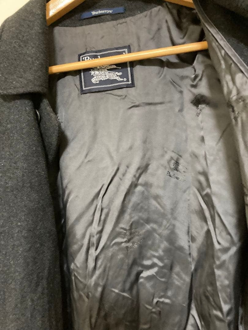 Burberry Vintage Cashmere Wool Balmacaan Long Gray Coat Men Size US 40 Authentic