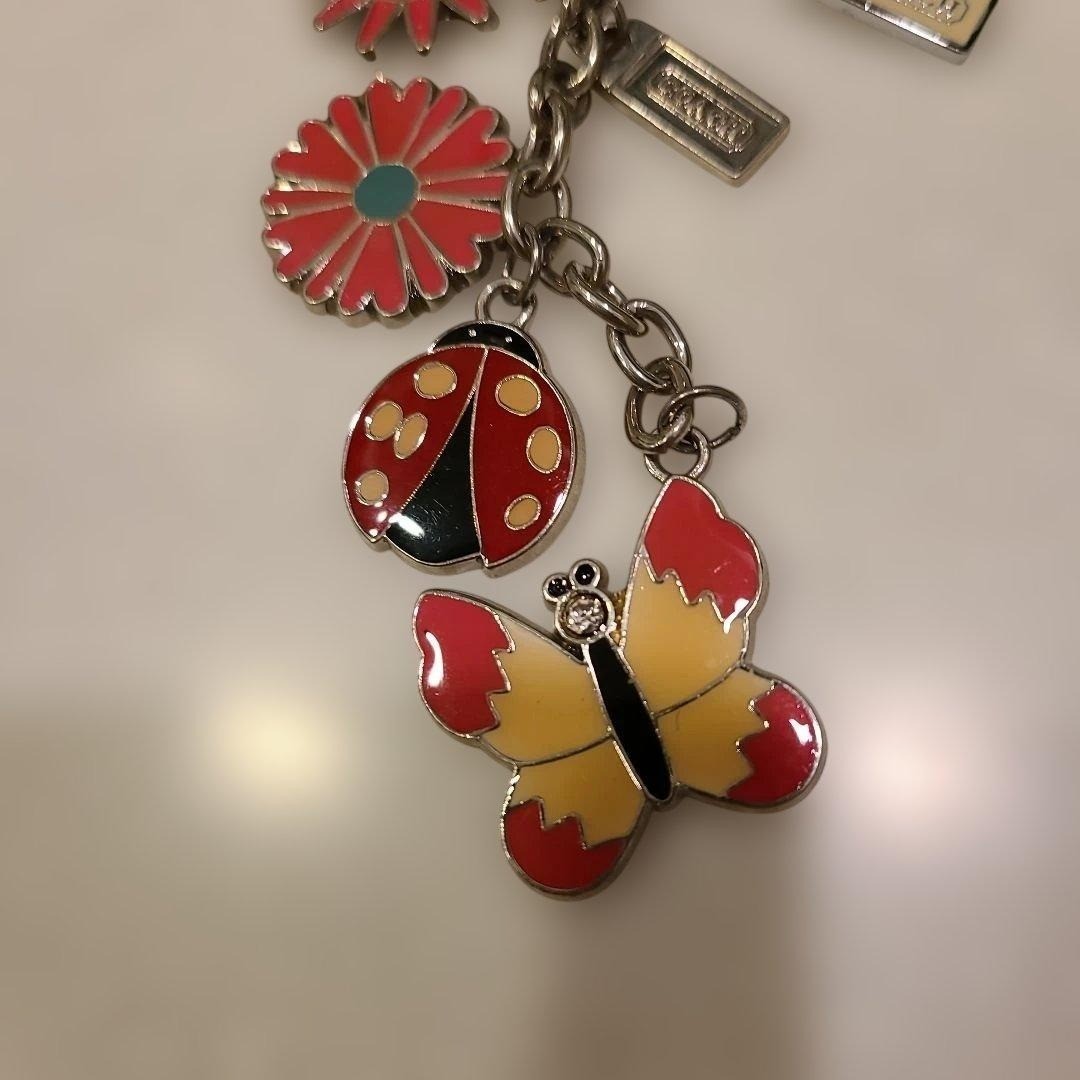 COACH Vintage Butterfly Lady Bug Flower Bag Charm Keychain Y2K RARE