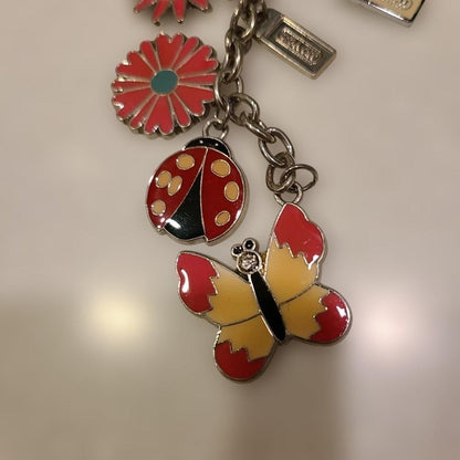 COACH Vintage Butterfly Lady Bug Flower Bag Charm Keychain Y2K RARE