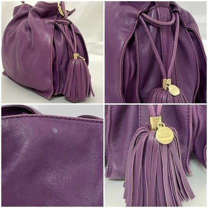 LOEWE Flamenco 30 Shoulder Bag Tassel Handbag Purple