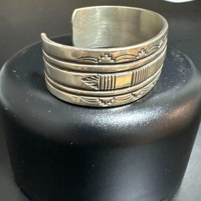 Navajo Bruce Morgan Sterling Silver Bracelet Bangle wide