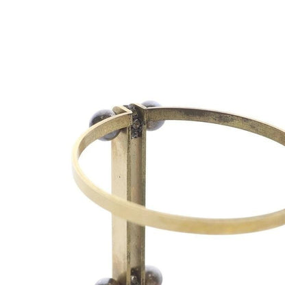 Lanvin Albert Era Costume Jewelry Pearl Motif Bangle Bracelet Gold V4