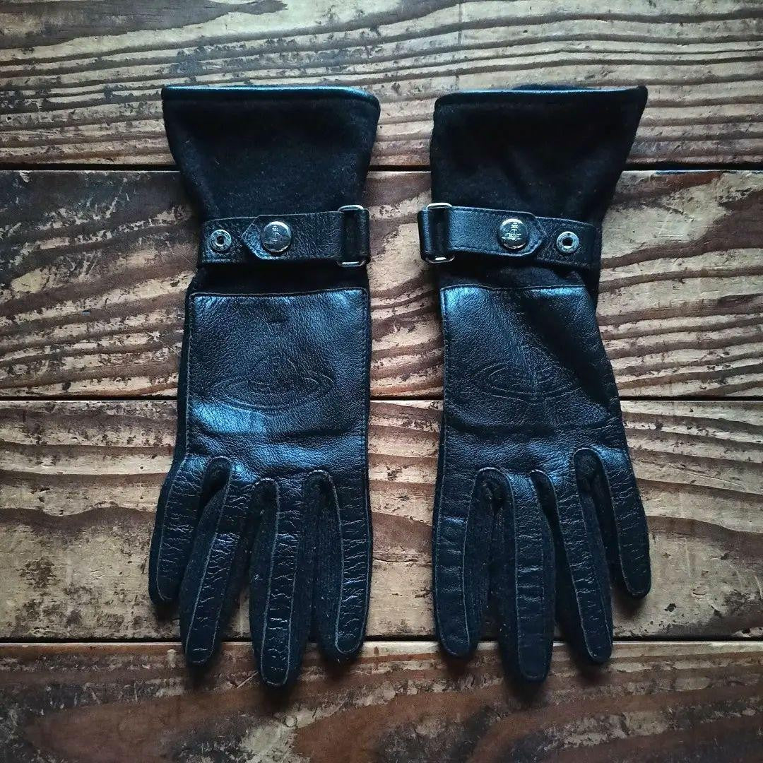 Vivienne Westwood Grove Leather Knit Gloves Vintage Authentic Rare Genuine