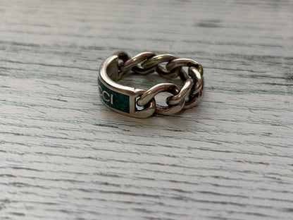 Gucci Gourmet Chain Ring, Turquoise Blue 925 Sterling Silver