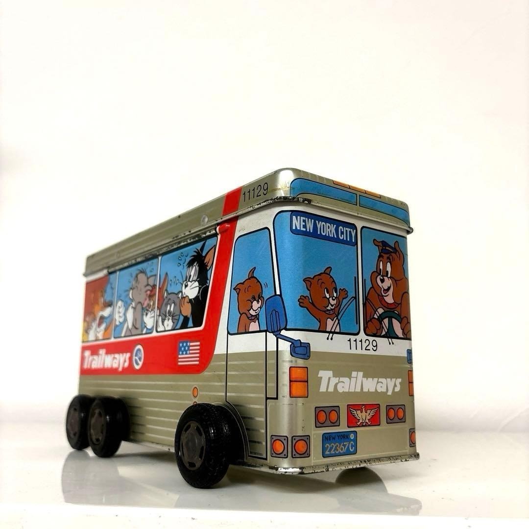 [Used]Tom and Jerry Bus Shaped Tin Metal Box Case Vintage Showa Retro Japan Rare