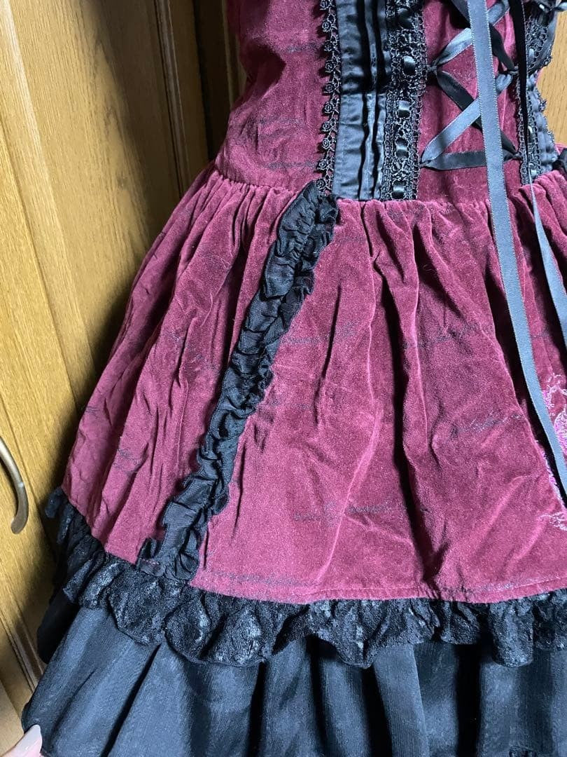 h.Naoto Frill Velveteen Fishtail Skirt Gothic Lolita Japanese One Size Pre-Owned