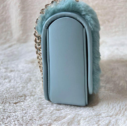 Kate Spade York Nicola Fur Shoulder Bag Blue Leather 2WAY Near Mint /Used