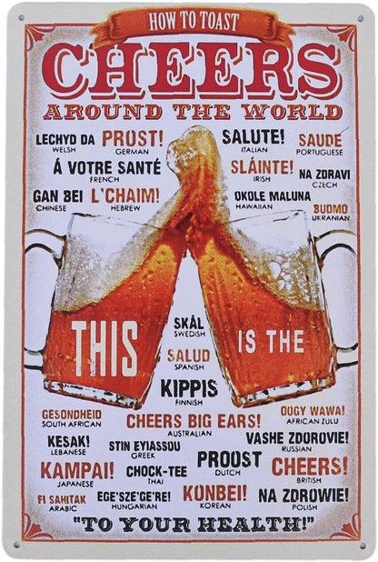 HWT HIRO WORLD TRADE Tinplate Sign, set of 5, retro vintage wall hanging (beer)