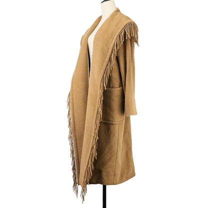 Max Mara 100% camel fringed gown coat size 36, camel Women USED