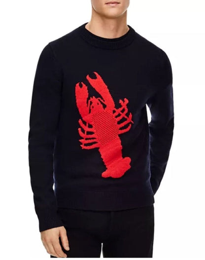Sandro Navy Knit Sweater with Embroidery Size L Long sleeves USED item