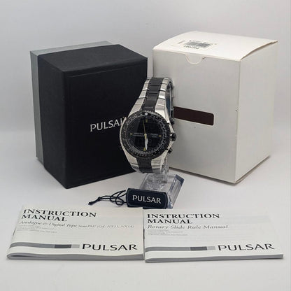 Seiko Pulsar NX14-X001 World Time Ana-Digi Rare Quartz SS Black Dial Men’s Watch