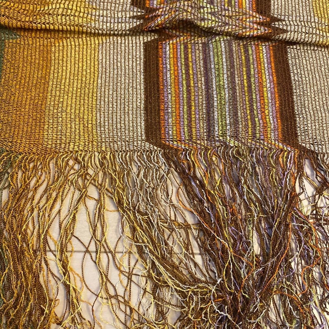 Missoni Striped Scarf Viscose Multicolor Fringe 170cm Italy Style Rare