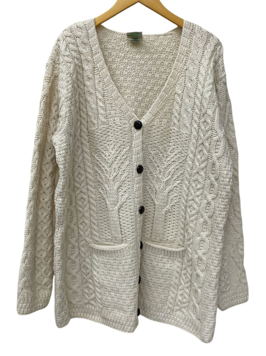 Aran Islands Knitwear Fisherman Cardigan Merino Wool XL Ireland 80s-90s