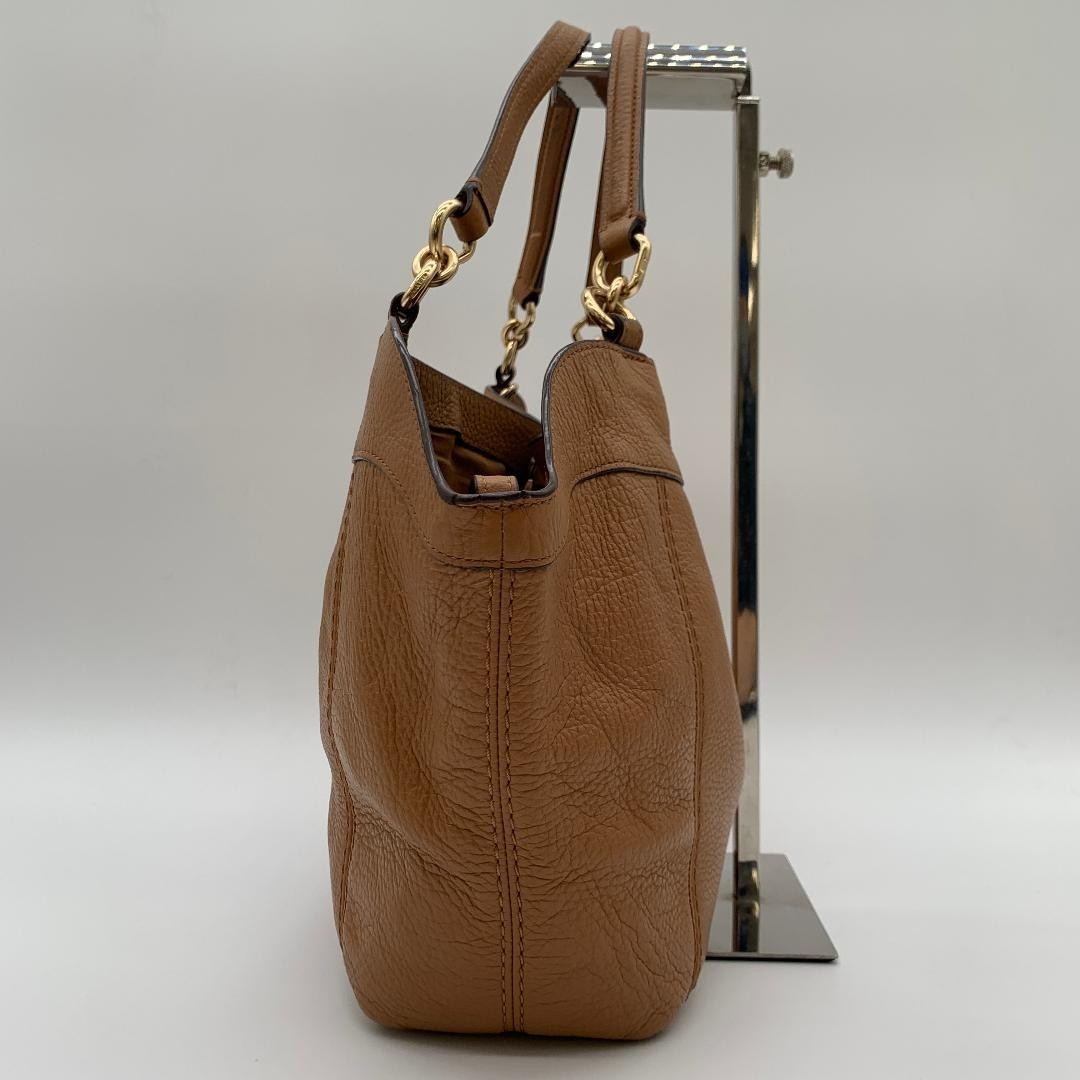 COACH Brown Leather Tote Bag 2Way Shoulder Large Authentic Women's Handbag