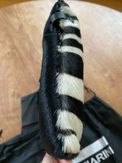 GIANNI CHIARINI Zebra pattern Clutch Bag logo black white fashion goods women
