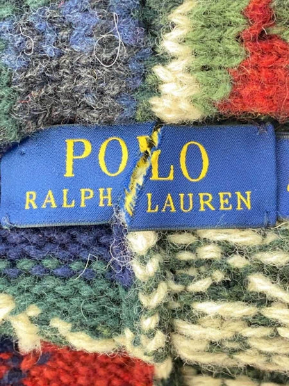 Polo Ralph Lauren Iconic Patchwork Cardigan Shawl Collar Aztec Size M Used