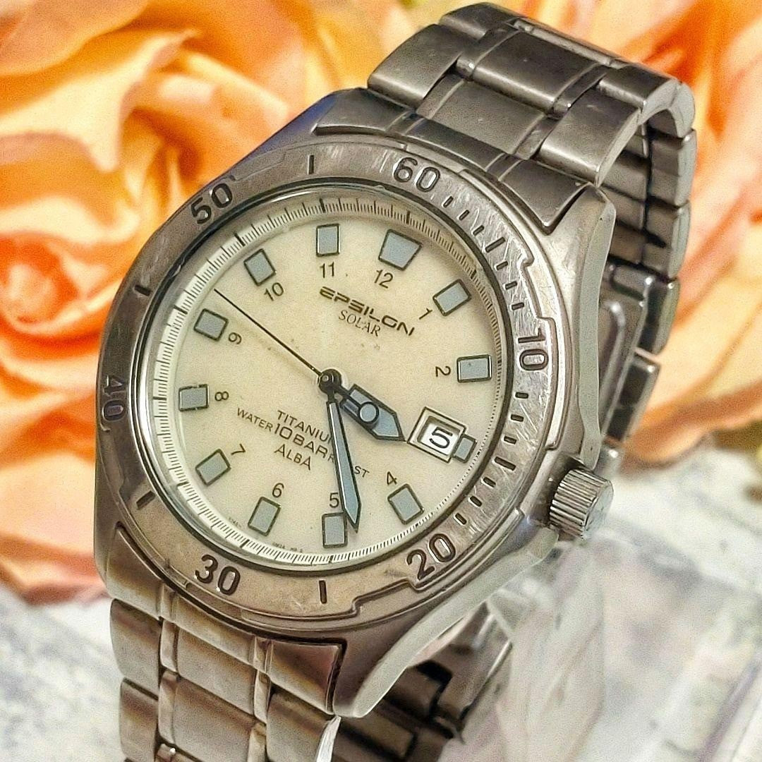 Seiko Alba Epsilon Solar Titanium Watch Mens Rare JDM Limited wrist 17cm