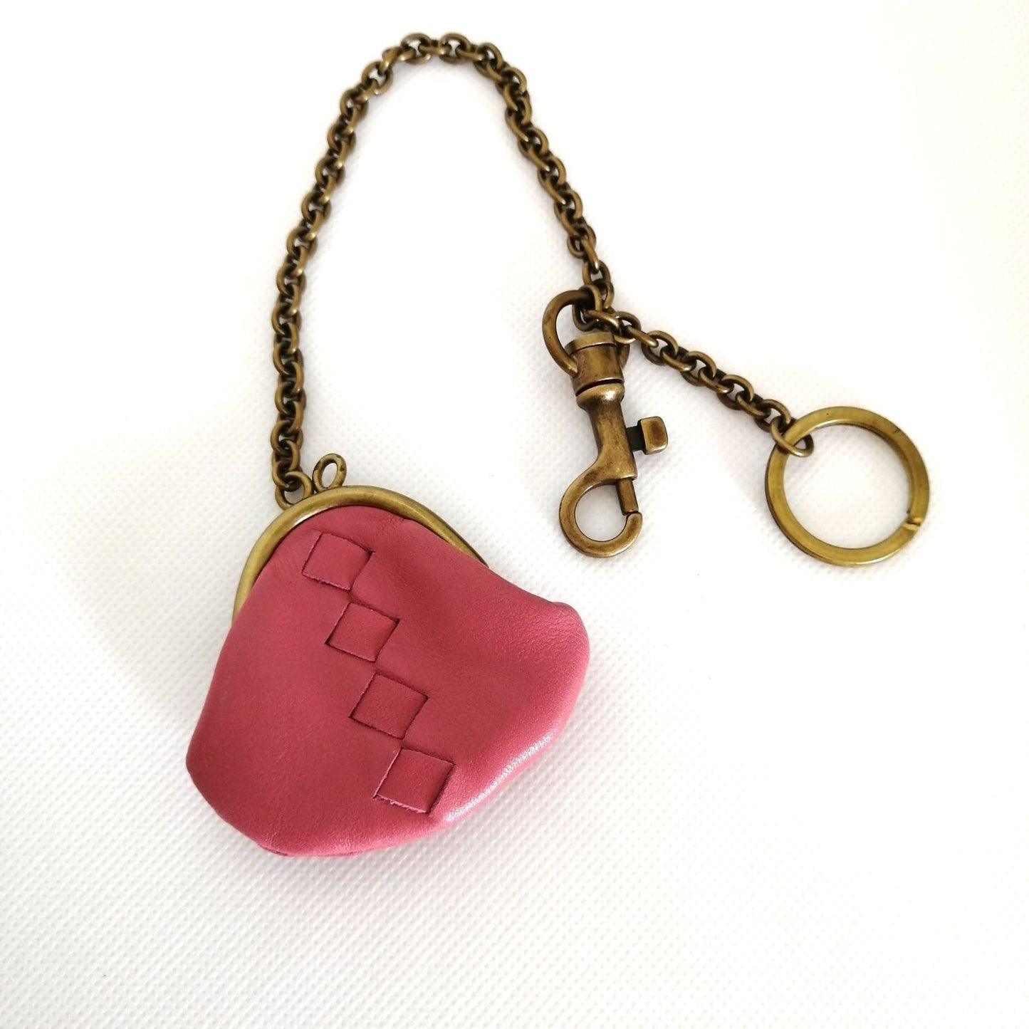 Bottega Veneta Pink Leather Key Ring Bag Charm Coin Pouch Keychain USED