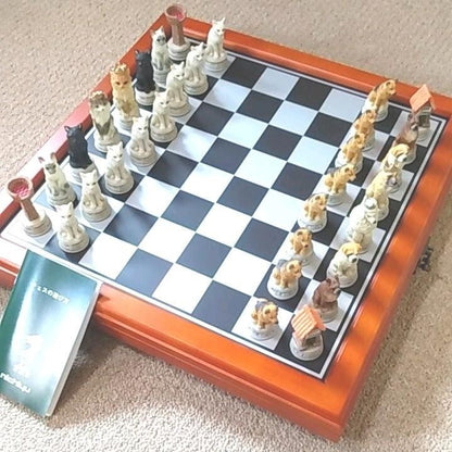 Dog and Cat Chess Set Board Game Interior rare Used