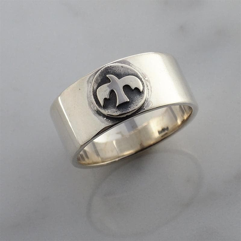 Sterling Silver 925 Thunderbird Ingot Flat Band Ring US 10.25 - 10.5