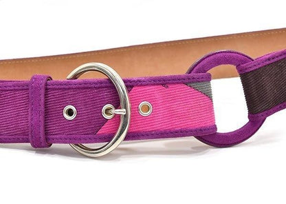 EMILIO PUCCI Leather x Corduroy Pucci Pattern Ring Belt Purple