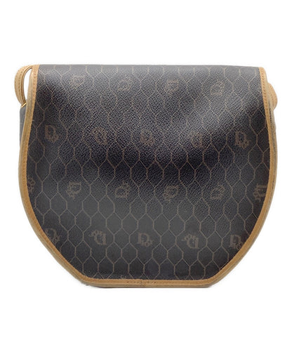 Dior Honeycomb Shoulder Crossbody Bag Brown Canvas Leather Vintage Auth