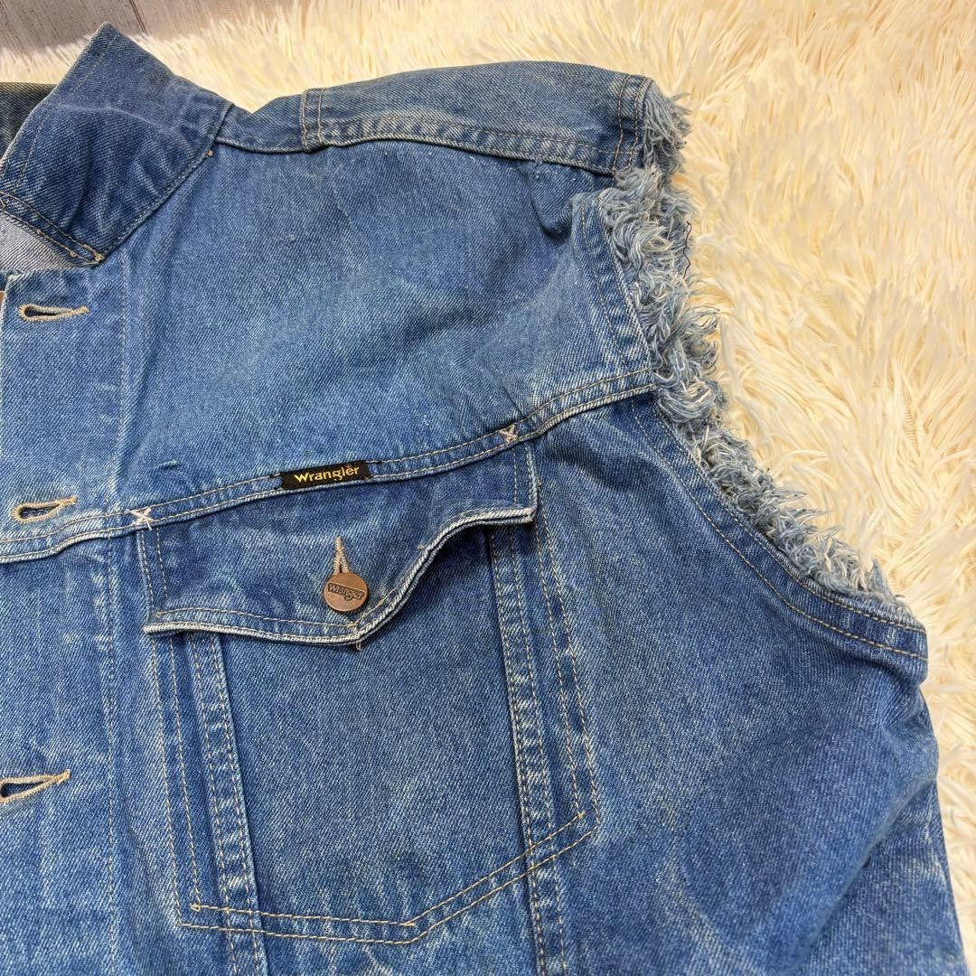 Wrangler Men Denim Vest Patch Vintage Limited Edition Rare Model American Casual