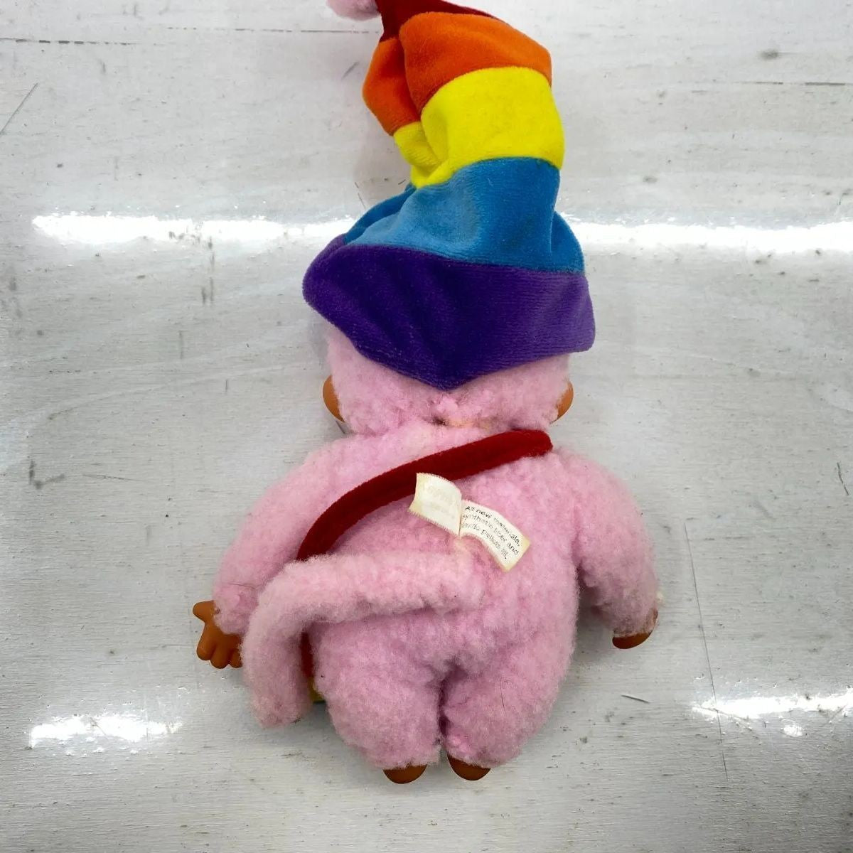 Monchhichi Plush Toy Rainbow Pink Size S Released in 2000 Blue Eyes Vintage
