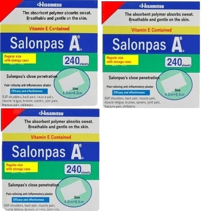 Salonpas Ae 240sheets Box Pain Relieving Patches 3packs Size 4.2 × 6.5cm