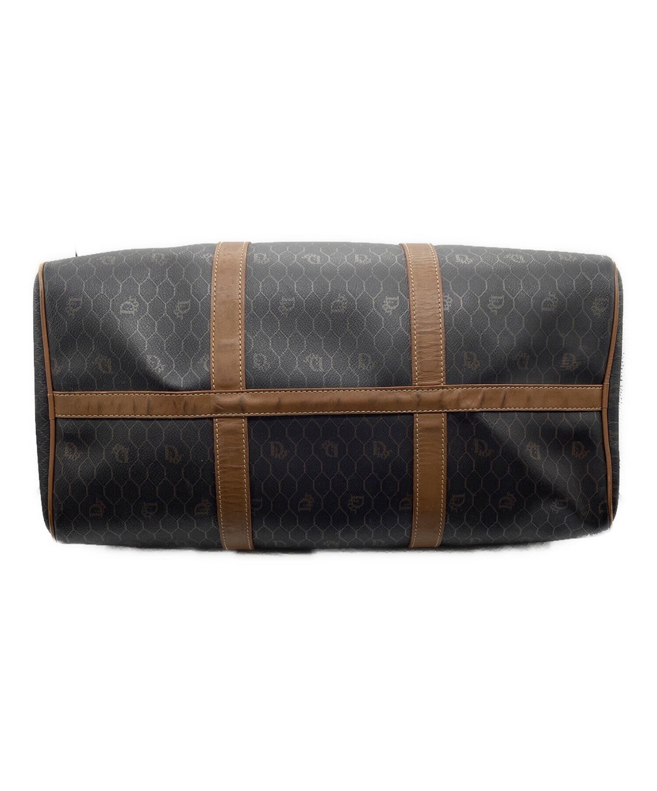 Dior Honeycomb Hand Bag Black Canvas Leather Vintage Authentic
