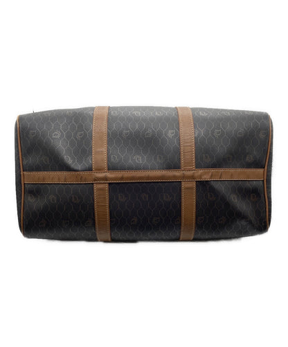 Dior Honeycomb Hand Bag Black Canvas Leather Vintage Authentic