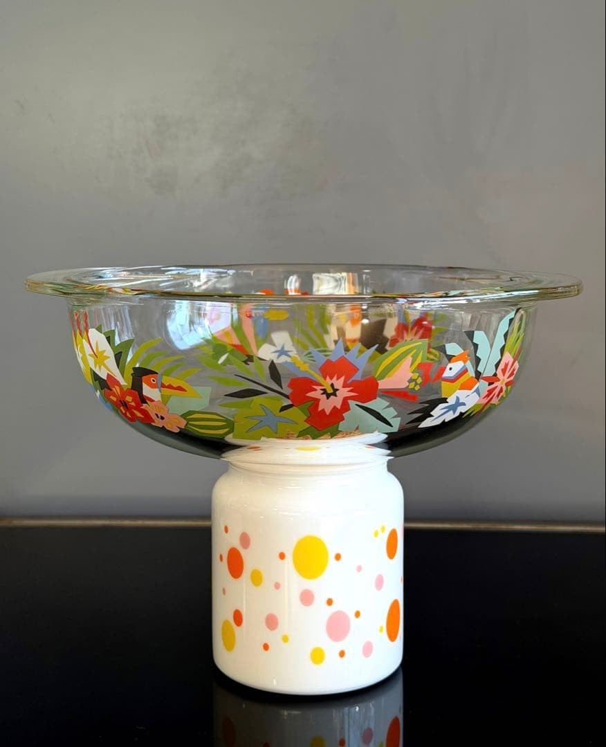Retro Pop Glass Bowl Casserole with Lid Pyrex Floral Rare Vintage Collectible