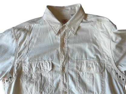 SUGAR CANE 5oz Chambray Work Shirt Size XL White Double Shoulder Rare Japan