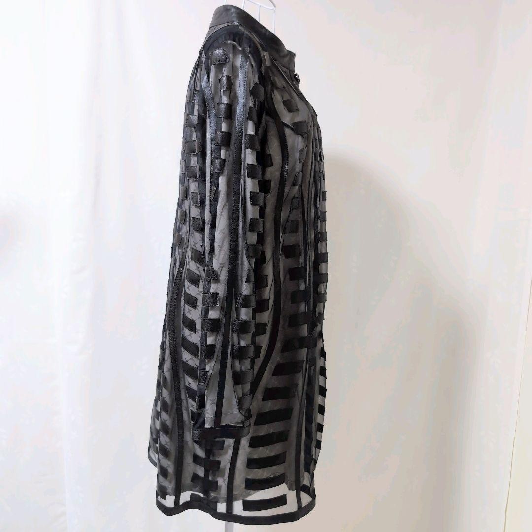 Rare ARBORENTE Made in Japan Cowhide Lamb Leather Mesh Long Coat