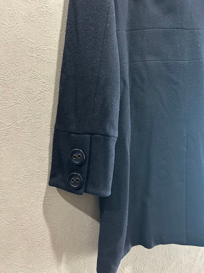 MARK JACOBS Wool Nylon Coat Dark Navy Lined Fur Size 6 MJ1225094