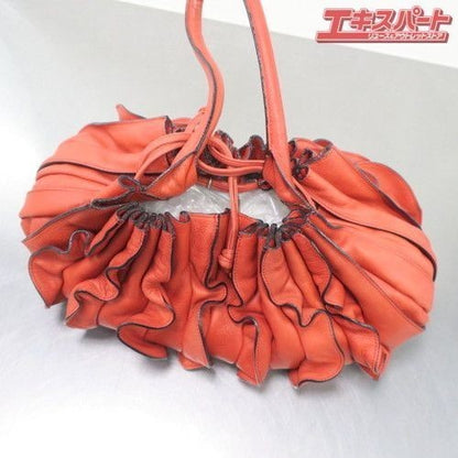 Lupo Barcelona Abanico Red Purse Frill Tote Bag Leather Used