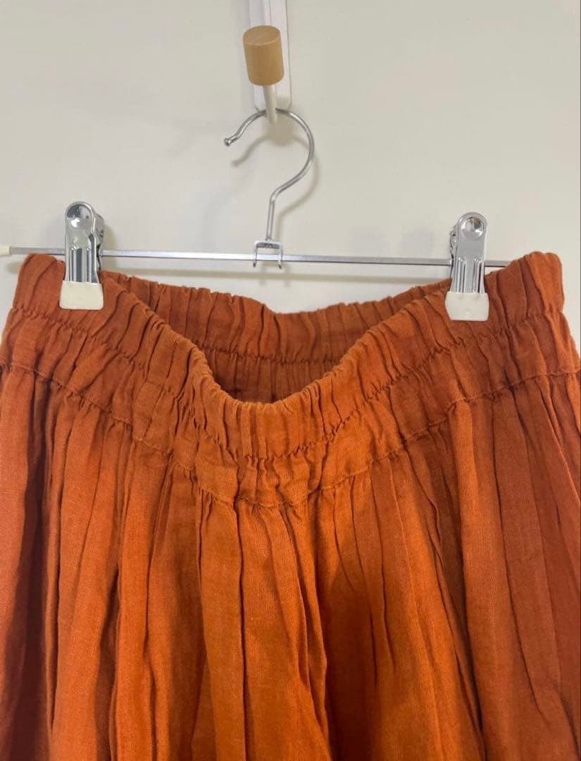 fog linen work Long Skirt Orange M - Relaxed Fit, Quality Linen