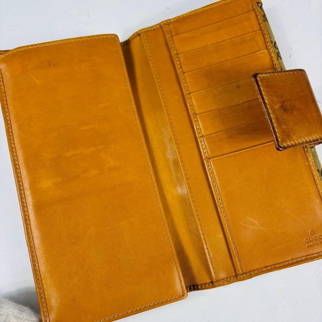 Gucci Long Wallet GG Hose bits Sherry Line Canvas Brown Authentic