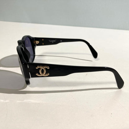 Chanel 04152 94305 Coco Mark Black Sunglasses W/orange Case cloth Used Japan