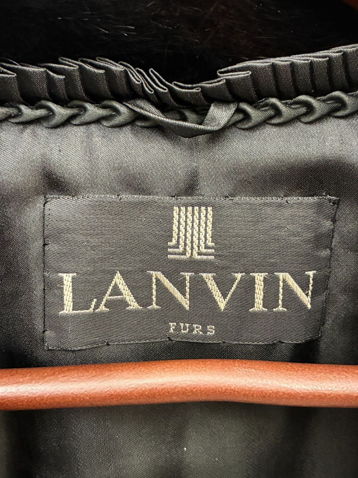 LANVIN Vintage Black Mink Real Fur Poncho Mantle Cape Coat Gold Saga Japan
