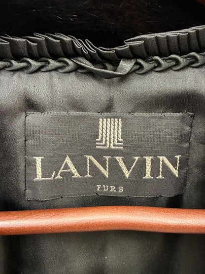 LANVIN Vintage Black Mink Real Fur Poncho Mantle Cape Coat Gold Saga Japan