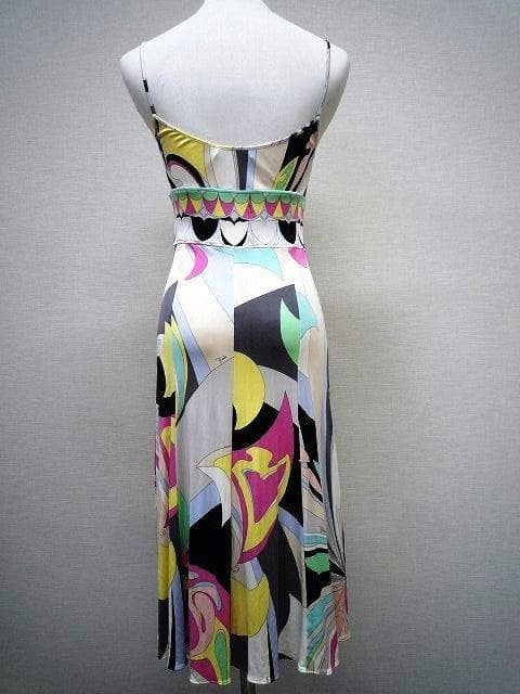 Emilio Pucci Camisole Dress Ribbon Flare Plenty Allover Pattern 36