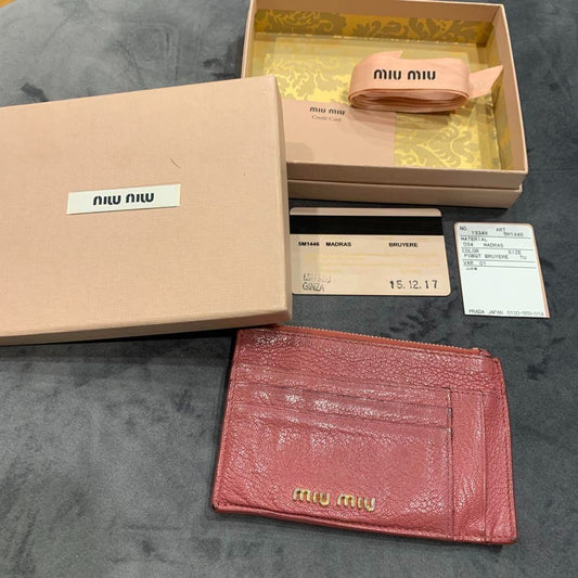 Miu Miu Madras Leather Card Case