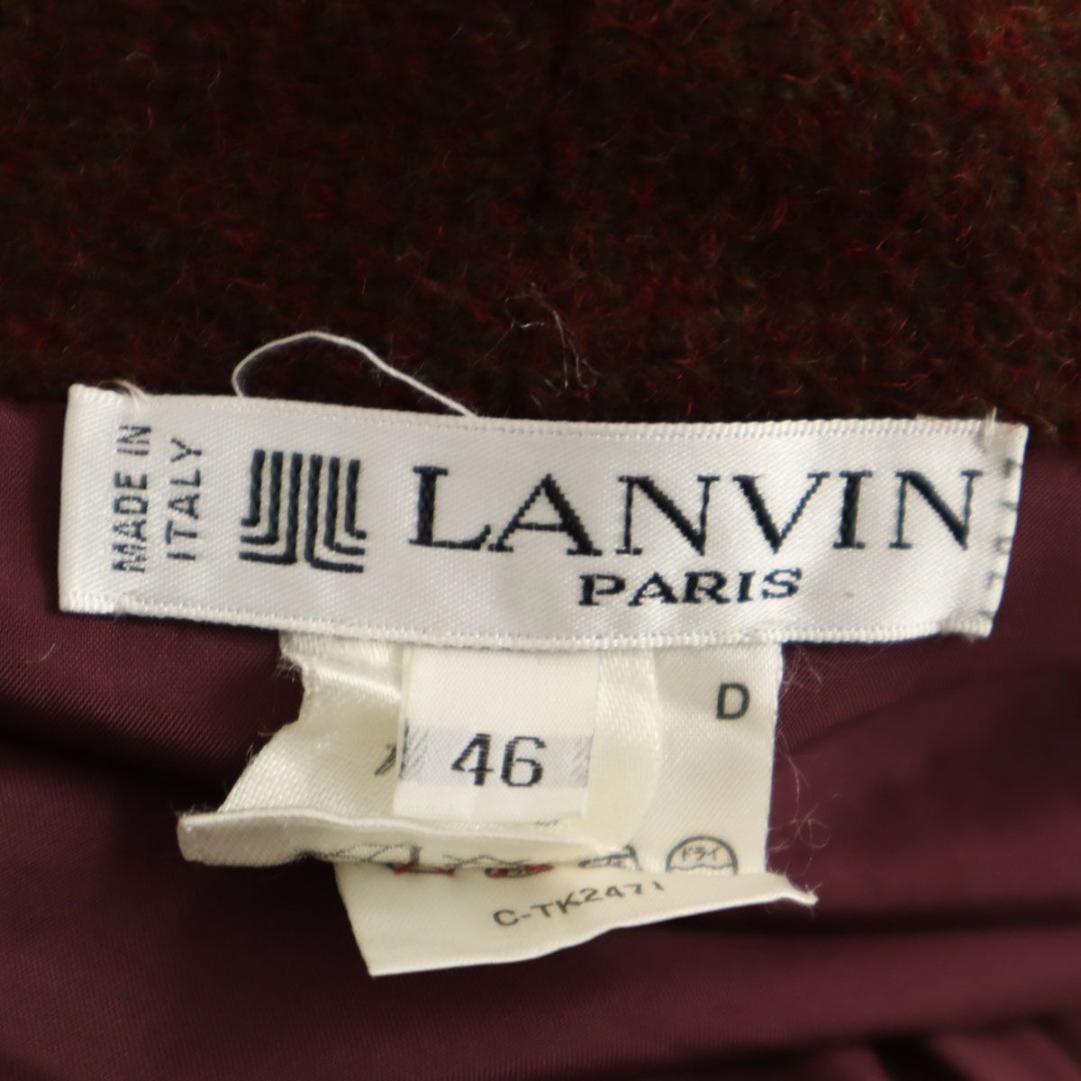 LANVIN 80s Made in Italy Vintage Wool coat 46 Brown Women