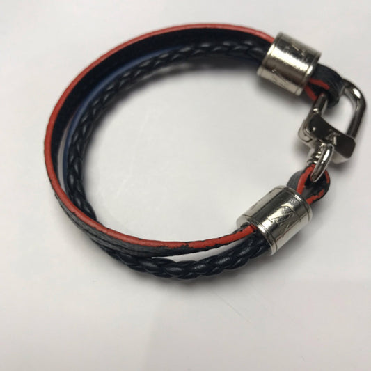 Louis Vuitton M6423D LV Tréble Bracelet Silver Cuff Men Women Jewelry Used