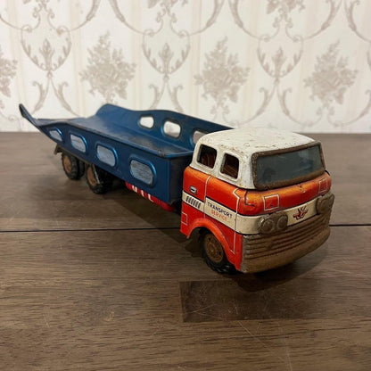 Antique Showa Retro Tin Trailer Truck Vintage Item From Storage