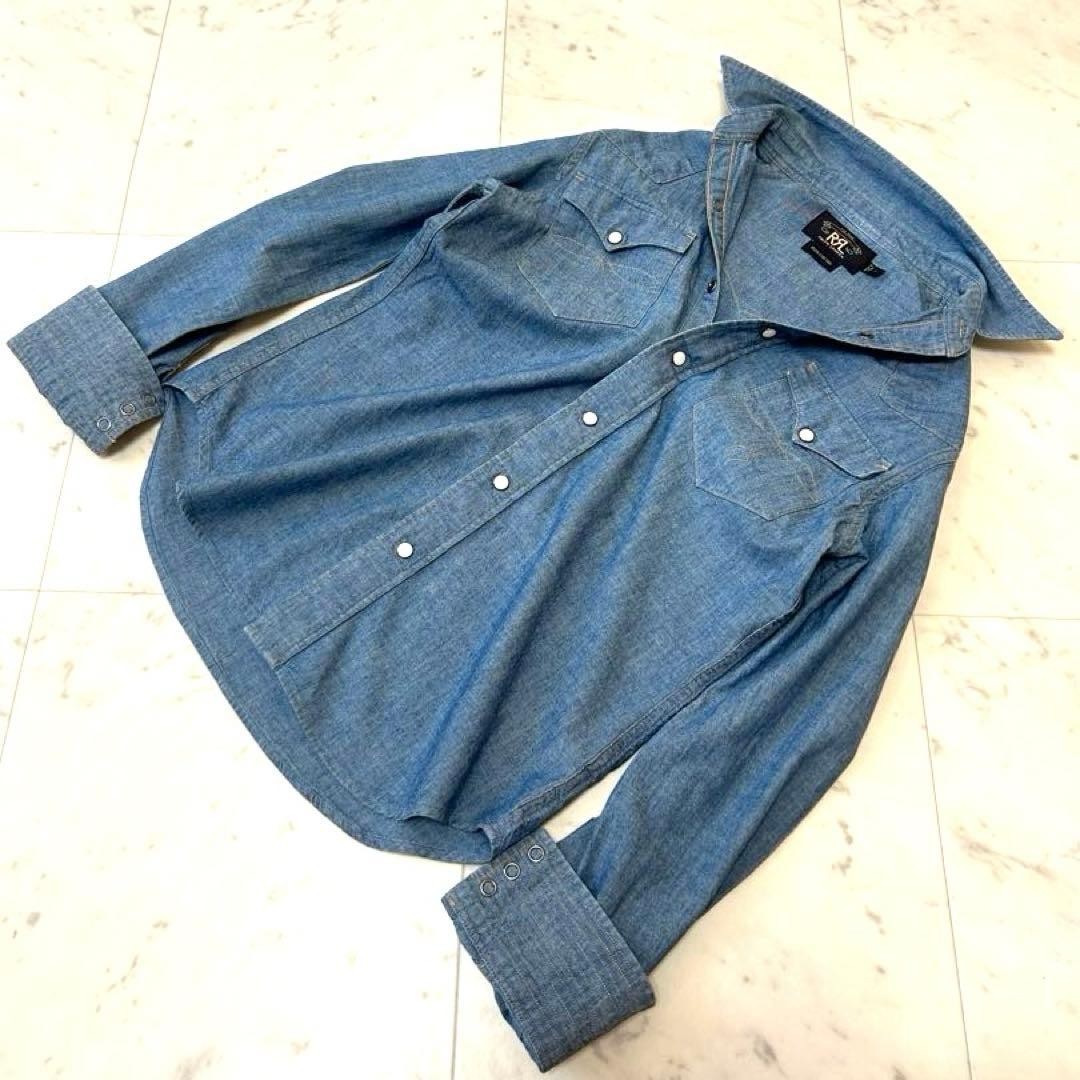 RRL Double R L Chambray Shirt Size 2 Women Limited Edition Rare American Fashion