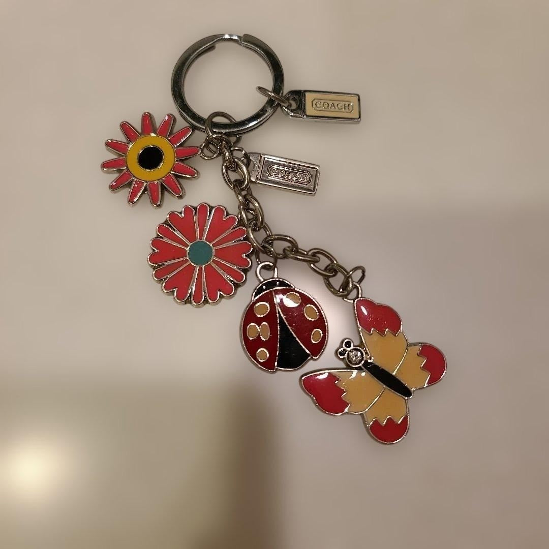 COACH Vintage Butterfly Lady Bug Flower Bag Charm Keychain Y2K RARE