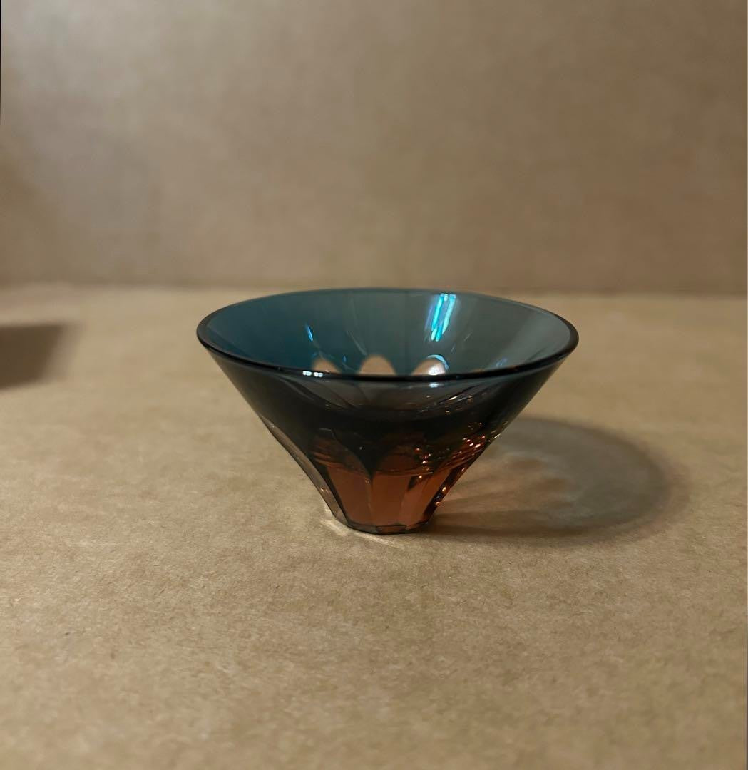 Sake Cup Middle Gold Glass, Upside Down Fuji, Edo Stylish Drinking , Kiriko, Kir