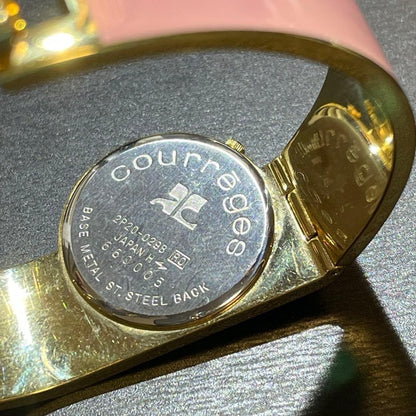 Rare courrèges pink gold gold watch good bangle